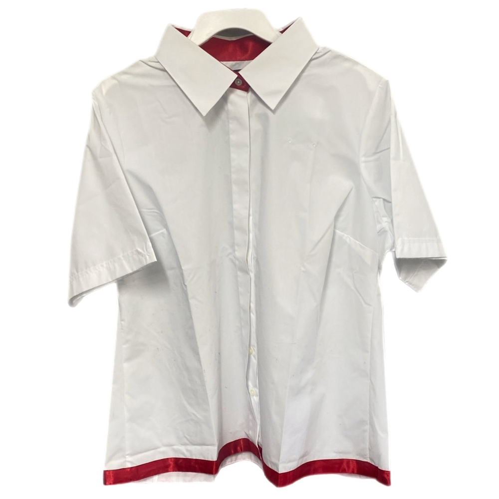 Delta Collection By Lands End Womens White Blouse W/ Red Satin Trim Size 18W NEW